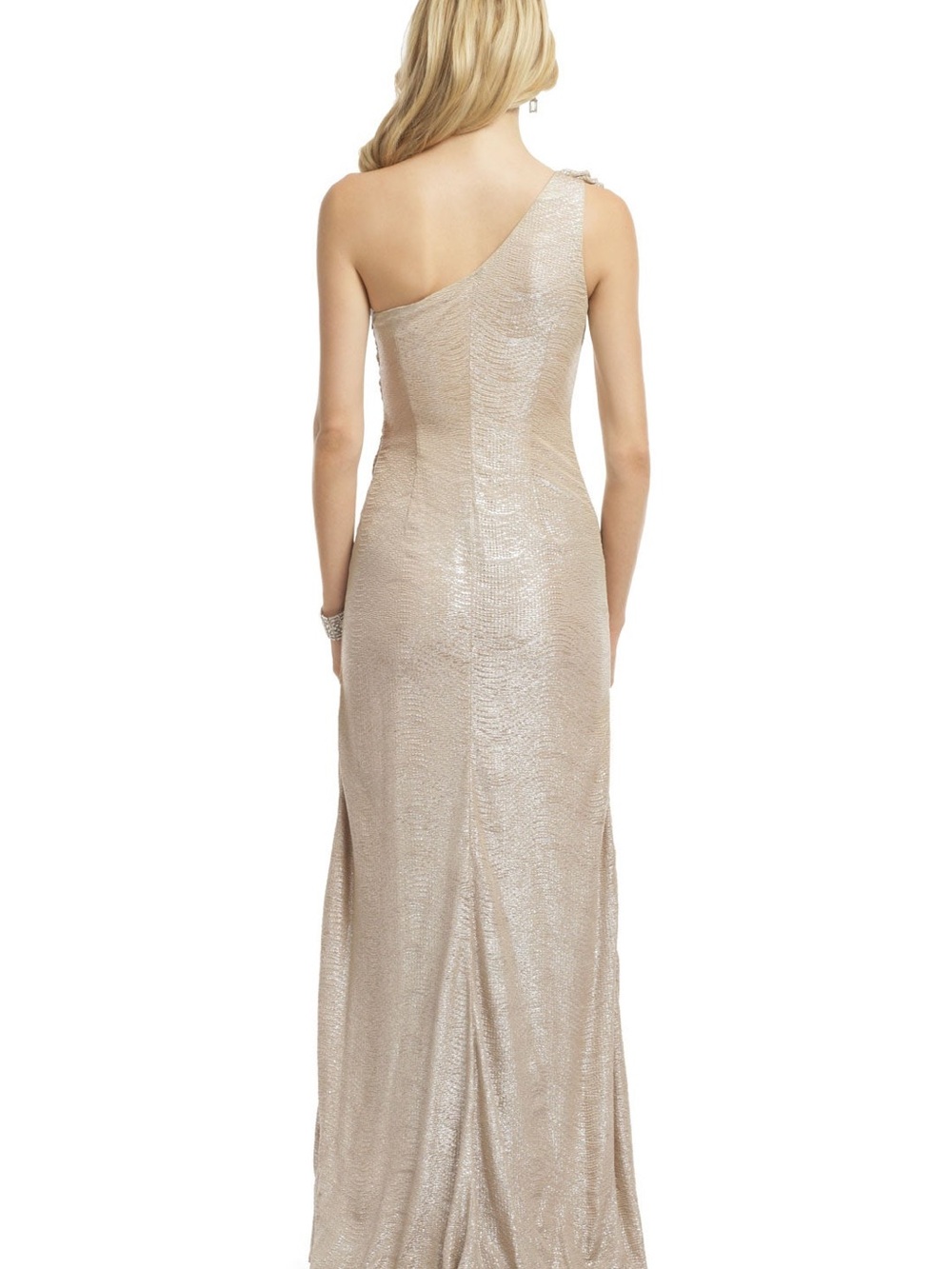 NWOT David Meister Champagne Metallic Gown - Picture 4 of 7